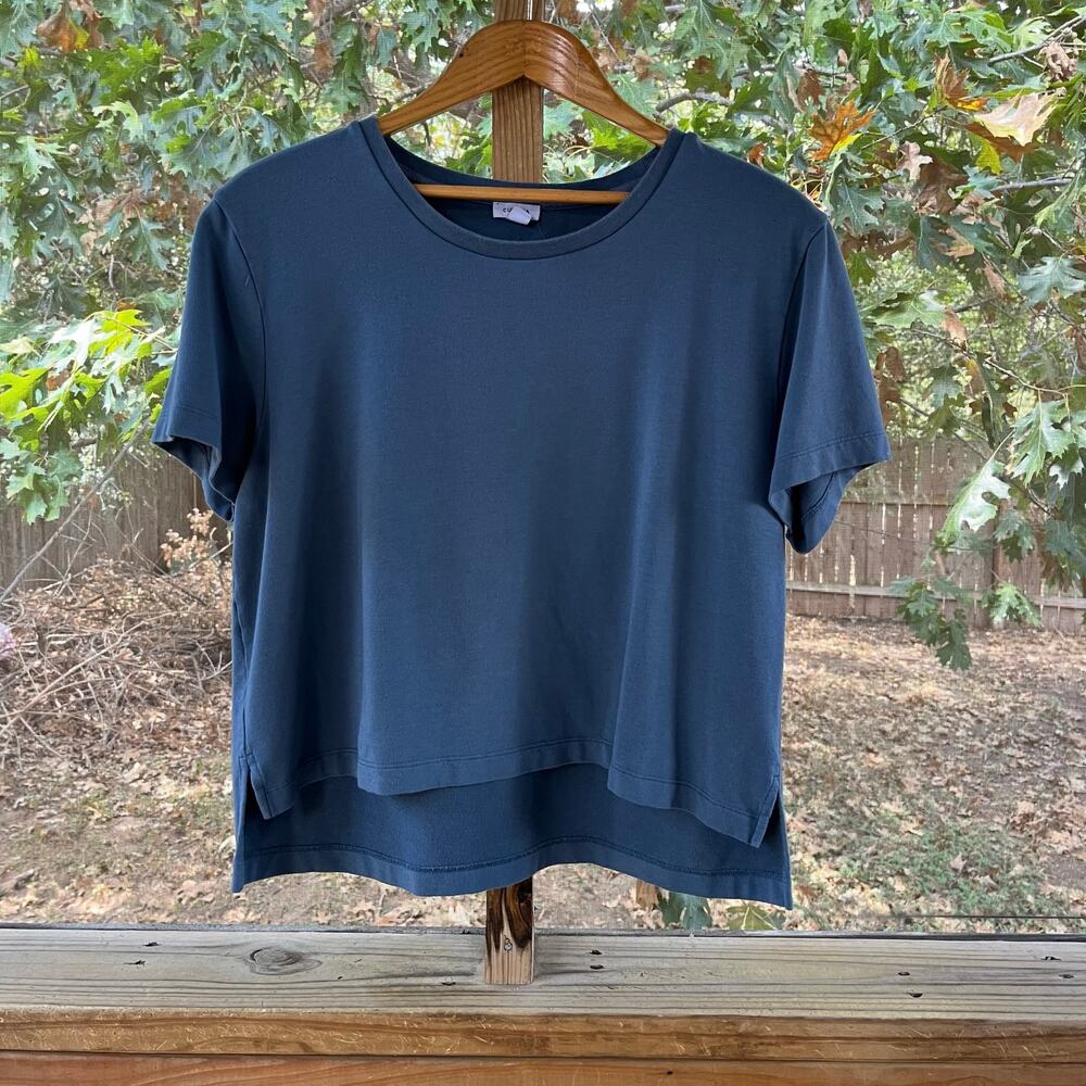 Cuyana Women's Organic Cotton Blue Tee Shirt Size XL